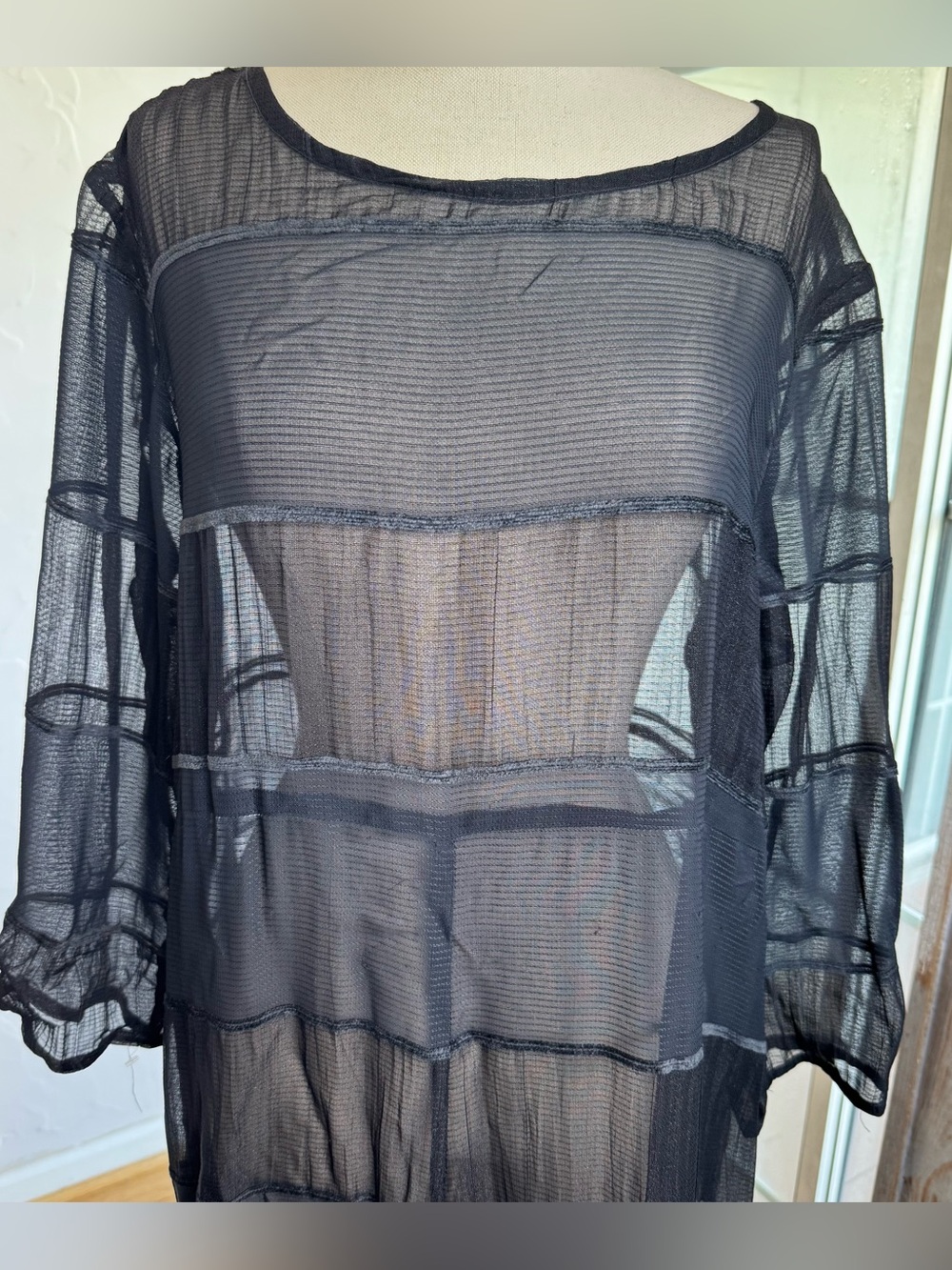 Vintage Amy Rigg Black Sheer Maxi Dress Size 2 Italian Viscose 90s Avant Garde